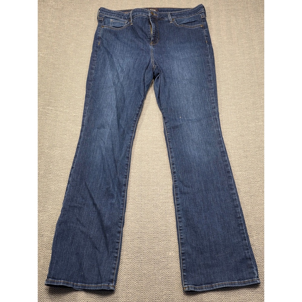 NYDJ Barbara Bootcut Jeans Dark Wash Blue Lift Tuck Size 14 Womens Denim Pants